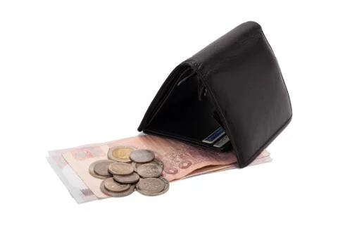 Black leather wallet Stock Photos