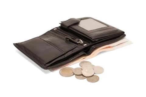 Black leather wallet Stock Photos