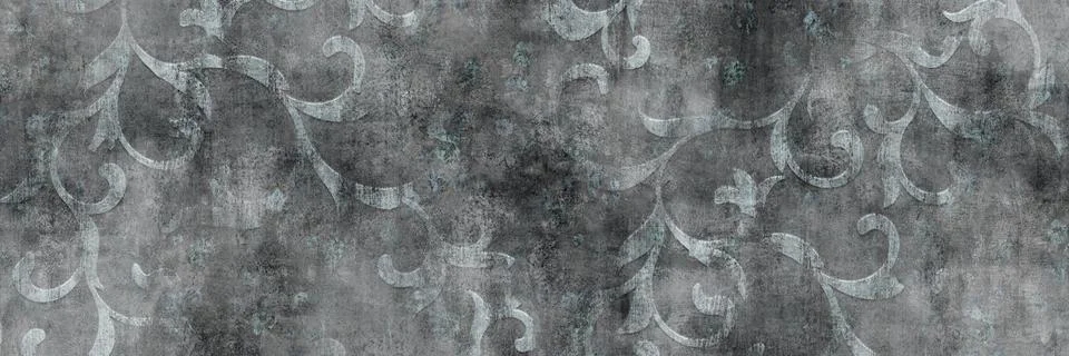 Black leaves pattern with cement texture イラスト素材