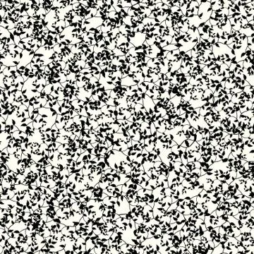 Black leaves pattern. Vector illustration of small black leaves pattern on wh Stock Illustration