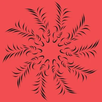 Black leaves on a red background Stock Illustration
