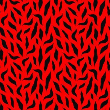 Black leaves on a red background pattern Stock Illustration