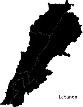 Black Lebanon map Stock Illustration