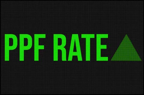 A Black LED board with PPF Rate mentioned on it Stock Illustration