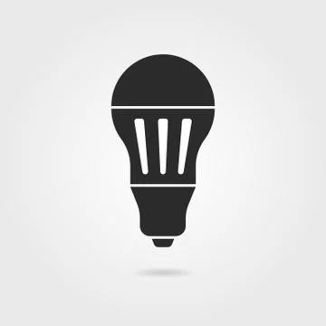 Black led bulb icon with shadow Stock Illustration