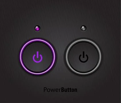 Black led light power button Stock Illustration