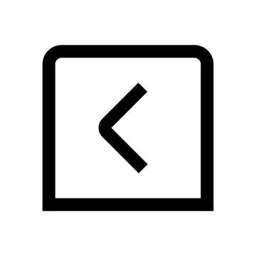 Black left arrow icon inside a square frame for user interface design 库存插图