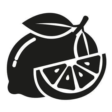 Black Lemon Fruit and Slice Silhouette Vector Icon Stock Illustration