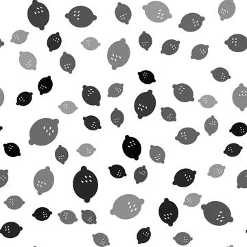 Black Lemon icon isolated seamless pattern on white background. Vector Stock Illustration