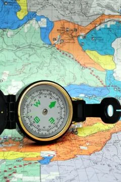 Black lensatic compass Stock-Fotos