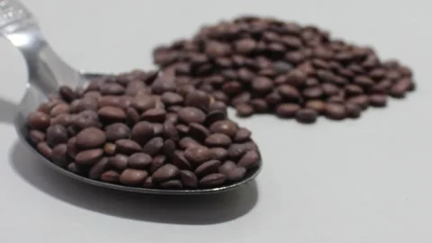 Black lentil isolated on white background Stock Footage 136953539