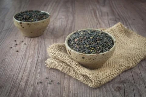 Black lentils Stock Photos