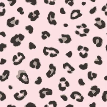 Black leopard or jaguar seamless pattern design on pink background. Trendy Illustrazione stock