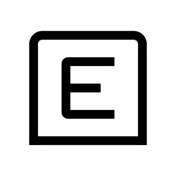 Black letter e inside a square frame isolated on transparent background Stock Illustration