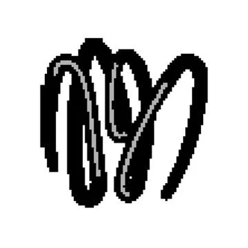 Black letter m calligraphic loop drawing element Ilustración de archivo