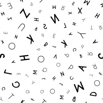 Black letter seamless pattern on white background Stock Illustration