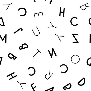 Black letter seamless pattern on white background 스톡 일러스트