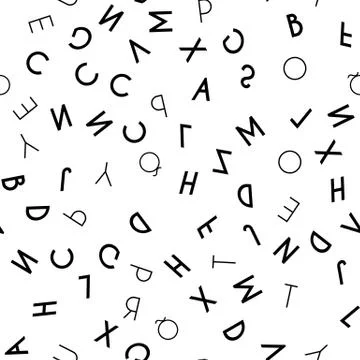 Black letter seamless pattern on white background Illustrazione stock