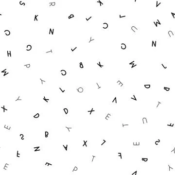 Black letter seamless pattern on white background Stock Illustration