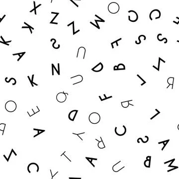 Black letter seamless pattern on white background Stock Illustration