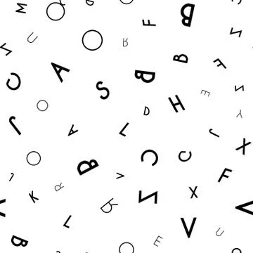 Black letter seamless pattern on white background Illustrazione stock