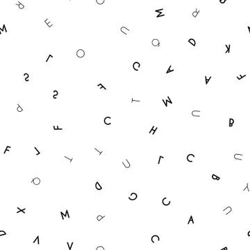 Black letter seamless pattern on white background Stock Illustration