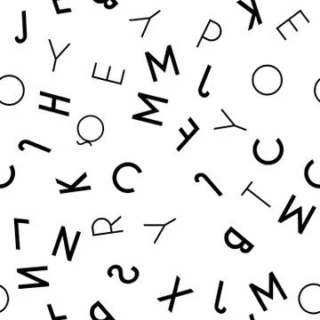 Black letter seamless pattern on white background Stock Illustration