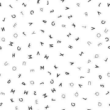 Black letter seamless pattern on white background Stock Illustration