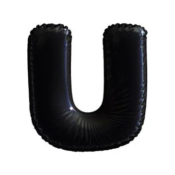 Black letter U made of inflatable balloon isolated on white background Stock Illustration
