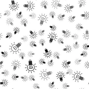 Black Light bulb with concept of idea icon isolated seamless pattern on white Stock Illustration