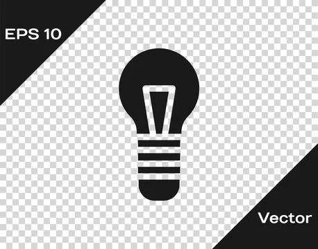 Black Light bulb with concept of idea icon isolated on transparent background Illustrazione stock