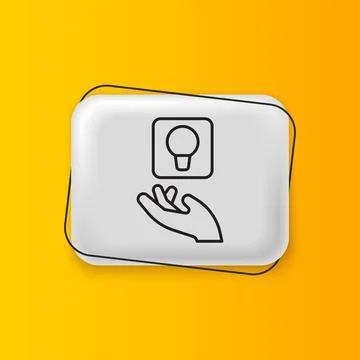 Black Light bulb with concept of idea icon isolated on yellow background. E.. Stock Illustration
