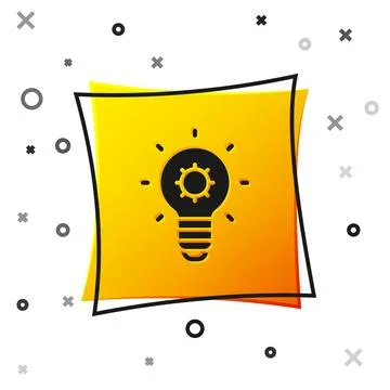Black Light bulb with concept of idea icon isolated on white background. En.. Stock Illustration