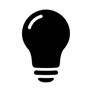Black light bulb icon in flat style. Lighting lamp Stock Illustration
