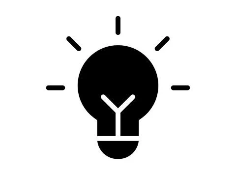 Black light bulb icon with rays shining for creativity and inspiration concep Stock Illustration