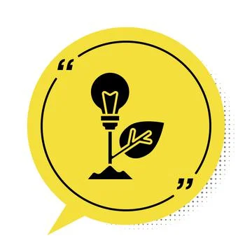 Black Light bulb with leaf icon isolated on white background. Eco energy concept 스톡 일러스트