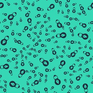 Black Light bulb with leaf icon isolated seamless pattern on green background Illustrazione stock