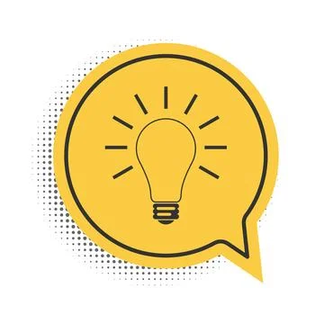 Black Light bulb with rays shine icon isolated on white background. Energy and Stock Illustration