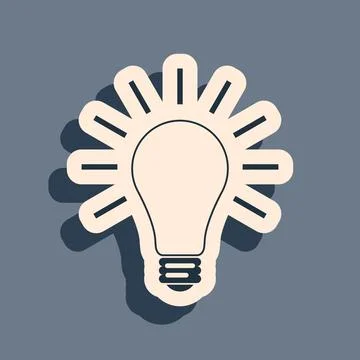 Black Light bulb with rays shine icon isolated on grey background. Energy and Stock Illustration