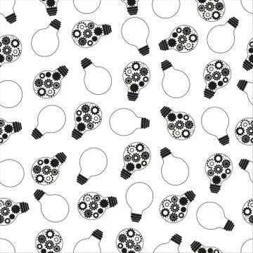 Black light bulbs seamless vector pattern background Stock Illustration