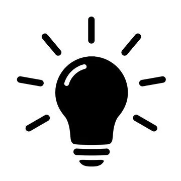 Black lightbulb icon in flat style. Lighting lamp Stock Illustration