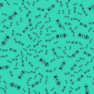 Black Lighthouse icon isolated seamless pattern on green background. Vector Stock Illustration