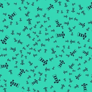 Black Lighthouse icon isolated seamless pattern on green background. Vector Stock Illustration
