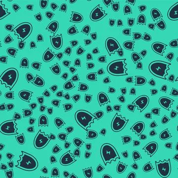 Black Lightning and shield icon isolated seamless pattern on green background Ilustración de archivo