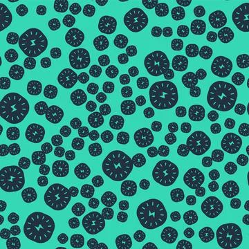 Black Lightning bolt icon isolated seamless pattern on green background. Flash Illustrazione stock