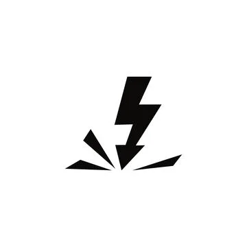 Black lightning bolt icon symbolizing sudden impact and energy Stock Illustration