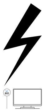 Black Lightning Bolt Over Computer Screen and BIO Labeled Test Tube Illustrazione stock