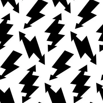 Black lightning bolts seamless pattern. Thunderbolts repeating background. Storm Illustrazione stock