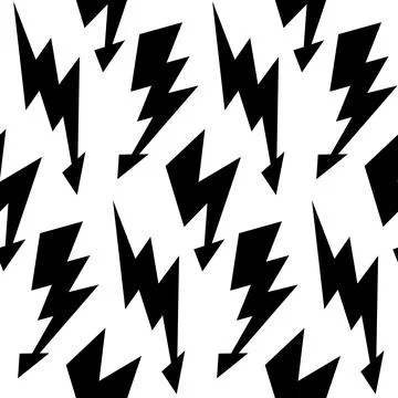 Black lightning bolts seamless pattern. Thunderbolts repeating background. Storm Illustrazione stock