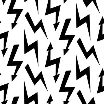 Black lightning bolts seamless pattern. Thunderbolts repeating background. Storm Illustrazione stock